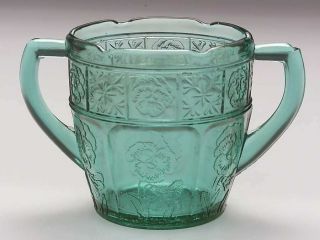 Jeannette Glass Doric And Pansy Teal Green Open Child Sugar 286058