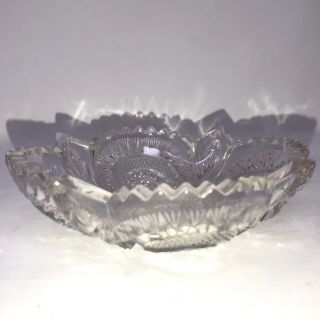 Vintage Crystal Cut Glass Serving Dish Candy Bowl Art Deco