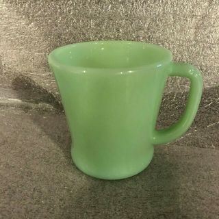 Vintage Jadeite Green Fire King D Handle Coffee Cup Mugs Flat Bottom