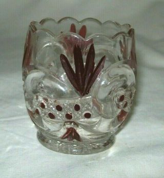 Awesome Eapg Scroll With Cane Band Ruby Staintoothpick Holder - W.  Va.  Glass 1894