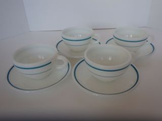 Vintage Anchor Hocking 917 Fire King Cup And Saucer Set Of 4.