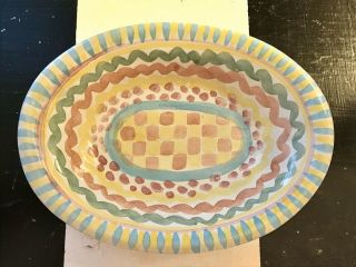 Mackenzie Childs Pottery Soap Dish Bowl Aurora Pattern Retired