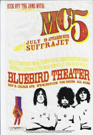 Mc5 Concert Poster : Bluebird Theater Denver Co - July 9,  2004