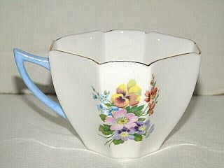 Art Deco Shelley Summer Bouquet Queen Anne Shape Cup Only 3