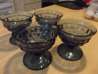 Set Of 4 Riviera Blue Indiana Whitehall Colony Cubist Footed Desert Tumblers