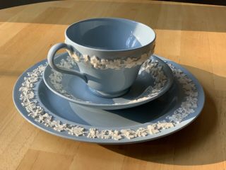 Wedgwood Queensware Lavender (blue) Grapevine Cup & Saucer Set And Plate