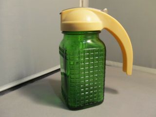 Vintage Dark Green Glass/plastic Syrup Pitcher 5 1/2 "