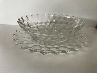 Vintage Fostoria American Crystal Oval Sauce Bowl And Plate