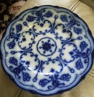Antique Conway Flow Blue Plates Wharf Pottery England