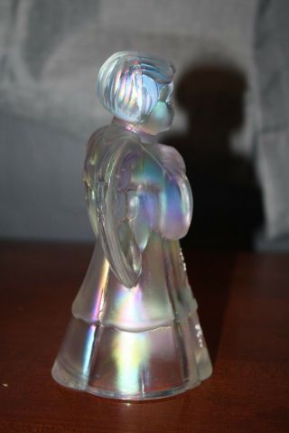 Iridescent Glass Fenton Angel with Hand Painted Holly Berries Flowers Christmas 5