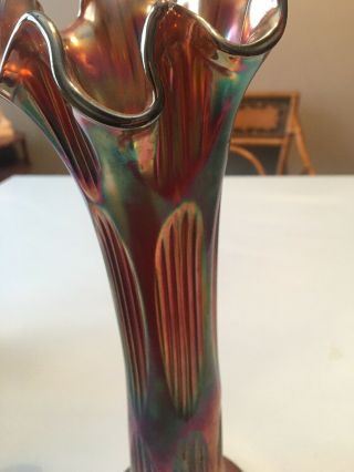 Vintage Fenton Carnival Glass 11 Inch Ribbed Vase