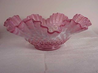 Lovely Fenton Cranberry Opalescent Hobnail Bowl 1 Think Christmas