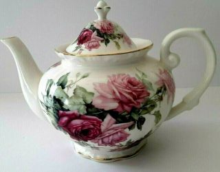 Grace’s Teaware Porcelain Teapot Roses See Matching Sugar Creamer Cups & Saucers