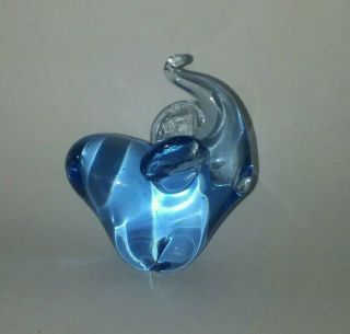 Vintage Collectible Blue Glass Elephant Old Figurine Lucky Paperweight