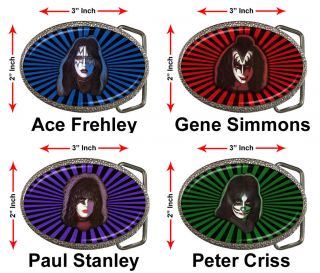 Kiss Band Ace Frehley Gene Simmons Paul Stanley Peter Criss 3x2 " Belt Buckles