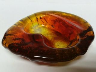 Blenko Freeform Candy Dish / Ashtray Hand Blown Art Glass Amberina Color