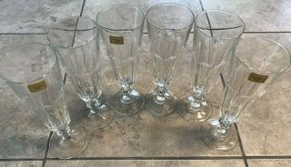 Set Of 6 Vintage Luminarc France Champagne Flutes/glasses 7 " Tall