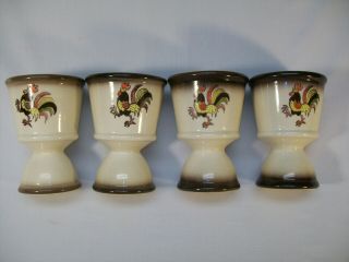 4 Metlox Poppytrail Red Rooster Double Egg Cup California