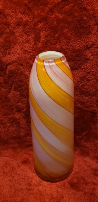 Vintage Orange And Pink Swirl Lines 13 - 1/2 Inch Vase