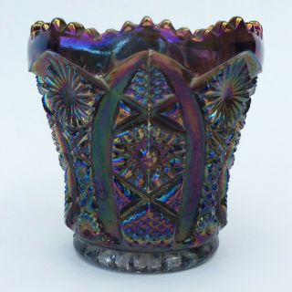Rare Scarce Imperial Octagon Carnival Glass Toothpick Holder Purple Wow L@@k