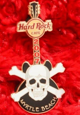 Hard Rock Cafe Pin Myrtle Beach Skull Cross Bone Black Pirate Flag Guitar Hat