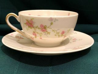 Theodore Haviland York Pink - Spray Tea Cups & Saucers (set Of Six)
