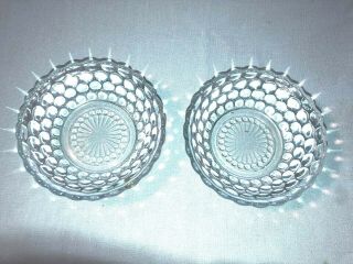 2 Vintage Blue Bubble Depression Glass Cereal Bowls 5.  25 Inches
