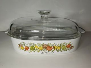 Vintage Corning Ware Spice Of Life “le Romarin” 10x10x2 Covered Baking Dish 2 Qt