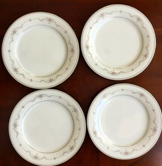 4 Noritake China Fairmont 6102 Platinum Trim Dinner Plate 10 - 1/2 " Set Of 4