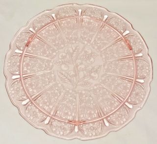 Jeannette Cherry Blossom Pink 10 1/4 " 3 Legged Cake Plate 2