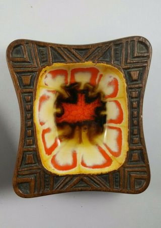 Vintage MCM Treasure Craft USA Trinket Dishes Orange Yellow Brown Ceramic 4 