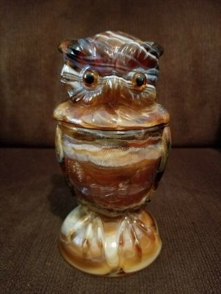 Vintage Imperial Glass Owl Caramel End O 
