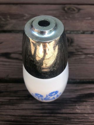 Rare Gemco White Milk Glass Blue Cornflowers Sugar Dispenser Shaker Retro Pyrex 3