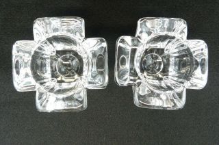 Orrefors Max Crystal Glass Square Votive Candle Holders Set of 2 Anna Ehrner 3