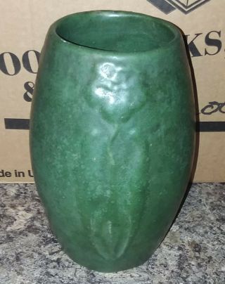 Zanesville Pottery,  Matte Green Stylized Flower Vase,  Arts & Crafts,  Mission