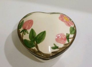 Vintage Franciscan Desert Rose Heart Shaped 5 " Covered Trinket Box/candy Dish