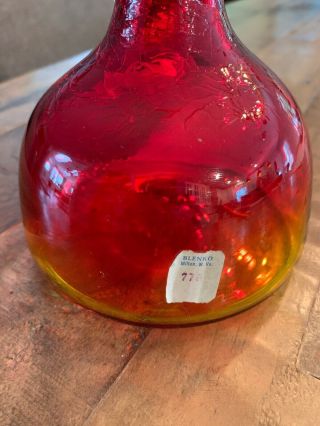 Vintage Blenko Amberina Crackle Glass Vase West Virginia 3