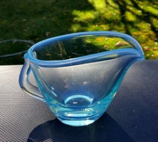 Fostoria Elegant Glass Opalescent Blue Seascape Creamer 3 