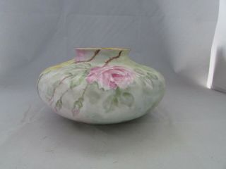 Vintage Large Hand Painted & Signed Rose Vase With Pink Yellow Roses 2