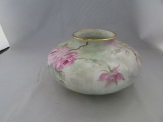 Vintage Large Hand Painted & Signed Rose Vase With Pink Yellow Roses 5