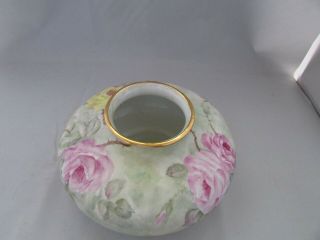 Vintage Large Hand Painted & Signed Rose Vase With Pink Yellow Roses 8