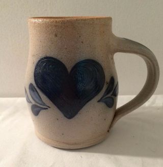 Rowe Pottery Salt Glaze Stoneware Heart Mug Coffee Cup Vintage 1988