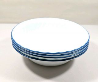 Corelle Corning Ware Swirl Navy Blue Rim Soup Bowls Set Of 4