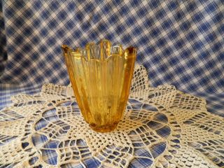 Mid Century Vintage Amber Gold Art Glass Vase