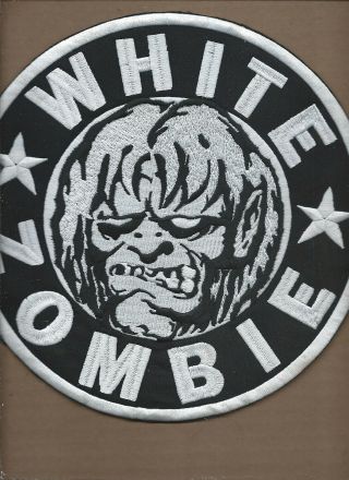 10 Inch White Zombie Rob Iron On Patch P1