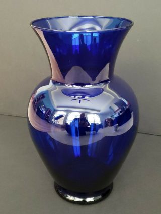 Cobalt Blue Glass Vase Flared Top 10 1/2 " Inches Tall
