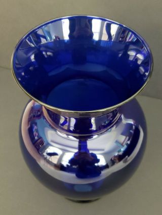 Cobalt blue glass vase flared top 10 1/2 