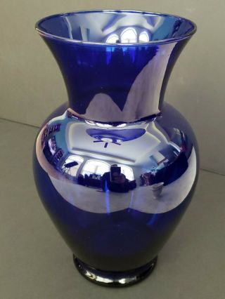 Cobalt blue glass vase flared top 10 1/2 