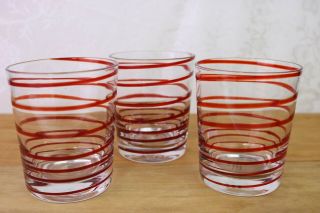 Set 3 Ruby Red Swirl Old Fashioned Rock Glass Tumblers Barware