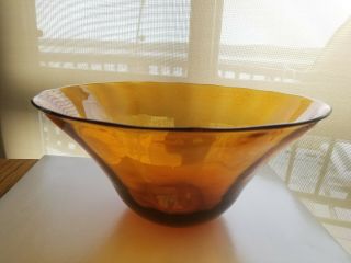 2017 Large Blenko 12 " X 6 " Amber Bowl Dated & Signed - Contemporary